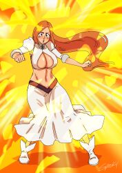 Rule 34 | 1girl, absurdres, bleach, bleach: sennen kessen-hen, breasts, cleavage, cleavage cutout, clothing cutout, detached sleeves, highres, inoue orihime, large breasts, long hair, tagme