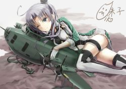 Rule 34 | 10s, 1girl, aircraft, airplane, akitsushima (kancolle), bad id, bad pixiv id, breasts, earrings, flying boat, h8k, hair ornament, hair ribbon, hat, highres, jacket, jewelry, kantai collection, bridal garter, long hair, lying, military, military uniform, mini hat, miniskirt, nishikitaitei-chan, on bed, panties, purple eyes, ribbon, side ponytail, silver hair, skirt, small breasts, smile, solo, thighhighs, underwear, uniform, white panties, yonago miko