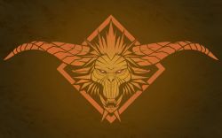 Rule 34 | absurdres, gradient background, highres, horns, logo, monkey, monster, monster hunter, monster hunter: world, monster hunter (series), no humans, open mouth, rajang, simple background, symbol, tacuyanjun, teeth, the witcher (series), the witcher 3