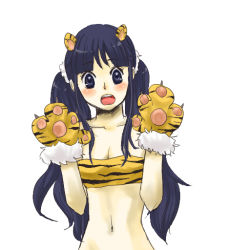 Rule 34 | ace attorney, animal ears, blush, capcom, fangs, gloves, maya fey, paw gloves, paws, tiger, twintails