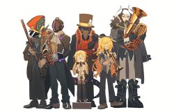 Rule 34 | 3girls, bassoon, bondrewd, clarinet, flute, glasses, highres, holding flute, holding instrument, instrument, knifedragon, lyza (made in abyss), made in abyss, multiple girls, music, ozen, playing instrument, recorder, riko (made in abyss), saxophone, simple background, srajo, trombone, trumpet, tuba, wakuna, white background