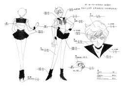 Rule 34 | 1990s (style), 1girl, bishoujo senshi sailor moon, bishoujo senshi sailor moon s, bow, brooch, character sheet, choker, closed mouth, elbow gloves, gloves, jewelry, looking at viewer, magical girl, miniskirt, monochrome, multiple views, official art, open mouth, retro artstyle, sailor collar, sailor senshi uniform, sailor uranus, short hair, skirt, smile, solo, standing, star (symbol), star choker, ten&#039;ou haruka, toei animation, white background, wide hips
