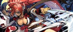 Rule 34 | 1girl, baiken, big hair, black kimono, breasts, clenched teeth, cowboy shot, facial tattoo, guilty gear, guilty gear strive, holding, holding sword, holding weapon, hungry clicker, japanese clothes, katana, kimono, large breasts, long hair, multicolored clothes, multicolored kimono, official art, one eye closed, pink hair, ponytail, red eyes, scar, scar across eye, slashing, solo, sword, tattoo, teeth, very long hair, weapon, white kimono