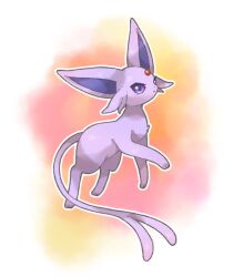 Rule 34 | animal focus, commentary, creatures (company), espeon, forehead jewel, forked tail, game freak, gen 2 pokemon, nintendo, no humans, pokemon, pokemon (creature), purple eyes, purple fur, solo, symbol-only commentary, tail, towa (clonea), watercolor background, white background