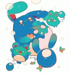 Rule 34 | :3, akadako, animal focus, azumarill, azurill, berry (pokemon), blue eyes, blush stickers, bubble, creatures (company), eating, evolutionary line, food, food bite, food on face, fruit, full body, game freak, gen 2 pokemon, gen 3 pokemon, grey outline, hand on own stomach, happy, holding, holding food, holding fruit, jumping, lying, marill, motion lines, nintendo, no humans, on back, one-hour drawing challenge, open mouth, pecha berry, pokemon, pokemon (creature), smile, white background