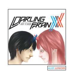 Rule 34 | 10s, 1boy, 1girl, absurdres, black hair, blue eyes, blue horns, couple, darling in the franxx, face-to-face, facing another, forehead-to-forehead, green eyes, heads together, hetero, highres, hiro (darling in the franxx), horns, long hair, looking at another, oni horns, pink hair, red horns, short hair, user mafc8483, zero two (darling in the franxx)