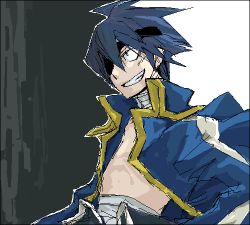 00s 1boy eyepatch garlock_simon grin lowres male_focus mudo_(saji) simon_(ttgl) sketch smile solo tengen_toppa_gurren_lagann