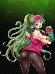Rule 34 | ass, breasts, green hair, large breasts, project qt, qtenka, red eyes, snake hair, tagme
