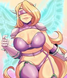 Rule 34 | bikini, blonde hair, bra, breasts, butterfly wings, butterfly wings gauntlets, cosplay, creatures (company), cynthia (pokemon), digimon, digimon frontier, facial mark, fairimon, fairimon (cosplay), game freak, garter straps, hair ornament, highres, insect wings, large breasts, lingerie, lips, long hair, mask, nintendo, panties, pokemon, pokemon dppt, purple bikini, purple bra, purple panties, queen-chikkibug, revealing clothes, swimsuit, thong, underwear, very long hair, wide hips, wings