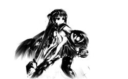 10s 1girl akemi_homura akemi_homura_(magical_girl) alchemybro argyle_clothes argyle_pantyhose drawfag female_focus greyscale long_hair magical_girl mahou_shoujo_madoka_magica mahou_shoujo_madoka_magica_(anime) monochrome pantyhose shield sketch solo