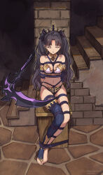 Rule 34 | 1girl, absurdres, arms behind back, ass, barefoot, bdsm, black hair, black ribbon, blush, bondage, bound, breasts, dated, earrings, fate/grand order, fate (series), feet, full body, hair ribbon, highres, hoop earrings, ishtar (fate), jewelry, legs, medium breasts, navel, nero augustus, no shoes, restrained, ribbon, rope, shibari, single thighhigh, sitting, sleeping, solo, thighhighs, toeless legwear, toenails, toes, twitter username, two side up