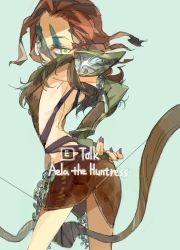 Rule 34 | 1girl, aela the huntress, amiami, armor, back, bow (weapon), brown hair, facepaint, female focus, from behind, looking back, pauldrons, shoulder armor, skirt, solo, the elder scrolls, the elder scrolls v: skyrim, weapon