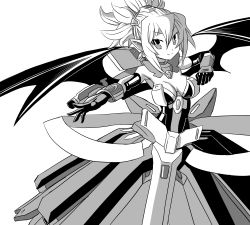 Rule 34 | armor, artist request, breasts, disgaea, earrings, gloves, highres, monochrome, pointy ears, ponytail, rozalin, wings