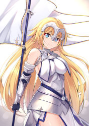 Rule 34 | 1girl, absurdres, armor, armored dress, bad id, bad pixiv id, bare shoulders, blonde hair, blue eyes, braid, breasts, catnnn, chain, commentary request, fate/apocrypha, fate/grand order, fate (series), headpiece, highres, jeanne d&#039;arc (fate), jeanne d&#039;arc (ruler) (fate), jeanne d&#039;arc (third ascension) (fate), large breasts, long hair, looking at viewer, single braid, smile, solo, standard bearer, very long hair