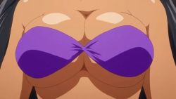 Rule 34 | 1girl, angry, animated, animated gif, blush, bouncing breasts, bra, breasts, bursting breasts, dark skin, embarrassed, kansen, kansen 5 ~the daybreak~, large breasts, natsu hyuuga, pout, strapless, tube top, underwear