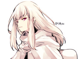 Rule 34 | 1girl, alternate costume, bad id, bad twitter id, closed mouth, fire emblem, fire emblem: three houses, long hair, lysithea von ordelia, naho (pi988y), nintendo, pink eyes, simple background, solo, twitter username, upper body, white background, white hair