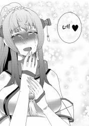 Rule 34 | 10s, 1girl, bad id, bad pixiv id, blush, breasts, comic, crying, era (erasion), full-face blush, greyscale, happy, happy tears, heart, kantai collection, korean text, large breasts, long hair, monochrome, personification, solo, tears, translation request, yamato (kancolle)