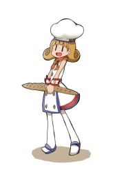 Rule 34 | 1girl, bare shoulders, bread, brown hair, dress, food, hat, long hair, mimi bread, open mouth, pantyhose, scarf, shoes, tales of (series), tales of legendia