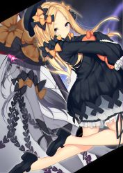 Rule 34 | 2girls, abigail williams (fate), absurdres, ass, black bow, black dress, black footwear, black hat, black panties, blonde hair, bloomers, blue eyes, bow, butt crack, colored skin, dress, dual persona, fate/grand order, fate (series), forehead, hair bow, hat, highres, holding, holding stuffed toy, hugging object, keyhole, legs, loafers, long hair, multiple girls, nebusoku, orange bow, panties, parted bangs, polka dot, polka dot bow, red eyes, shoes, sleeves past fingers, sleeves past wrists, stuffed animal, stuffed toy, teddy bear, thighs, third eye, underwear, white bloomers, white hair, white skin, witch hat