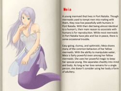 Rule 34 | blue hair, character profile, ishinoyari, meia, mermaid, mon-musu quest!, monster girl, purple tail, tagme, text focus, translated
