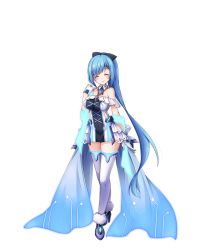 Rule 34 | 1girl, detached collar, full body, highres, jewelry, long hair, necklace, neon trim, official art, simple background, solo, sora no kanata no dystopia x shitei, standing, thighhighs, transparent background, very long hair