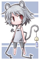 Rule 34 | 1girl, animal ears, chibi, female focus, flat chest, grey hair, kugelschreiber, mouse ears, mouse tail, nazrin, red eyes, short hair, solo, tail, touhou, wind chime