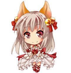Rule 34 | 1girl, animal ears, bell, bow, breasts, brown eyes, chibi, cleavage, closed mouth, commentary request, detached sleeves, dress, fox ears, frilled dress, frills, full body, grey hair, hair bell, hair bow, hair ornament, jingle bell, long hair, looking at viewer, lowres, momozakura nanao, official alternate costume, ragnarok online, red bow, red footwear, simple background, sleeveless, sleeveless dress, small breasts, smile, solo, transparent background, wanderer (ragnarok online), white dress, white sleeves