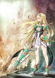 Rule 34 | 1girl, aegis sword (xenoblade), blonde hair, breasts, cleavage, large breasts, mythra (xenoblade), sofusan1526, solo, xenoblade chronicles (series), xenoblade chronicles 2, yellow eyes