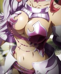 Rule 34 | 10s, armor, breasts, cleavage, highres, large breasts, macross, macross delta, makina nakajima, midriff, screencap, stitched, third-party edit