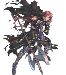 Rule 34 | 1boy, armor, armored boots, axe, boots, brown eyes, cape, earrings, fire emblem, fire emblem: mystery of the emblem, fire emblem heroes, full body, gloves, highres, izuka daisuke, jewelry, long hair, male focus, misheil (fire emblem), nintendo, official art, red hair, solo, teeth, torn clothes, transparent background, weapon