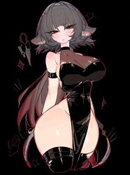 Rule 34 | 1girl, animal ears, black dress, breasts, dress, green eyes, highres, jane doe (zenless zone zero), zenless zone zero