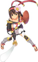 Rule 34 | 1girl, artist request, breasts, brown hair, cleavage, full body, holding, holding shield, holding sword, holding weapon, kanegasaki (oshiro project), katana, official art, oshiro project:re, oshiro project:re, pleated skirt, shield, short hair, skirt, solo, sword, transparent background, weapon, yellow eyes