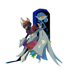 Rule 34 | 1boy, 1girl, absurdres, alternate color, apios, bisharp, black eyes, black skin, blade, blue flower, blue skin, bob cut, closed mouth, colored skin, creatures (company), doorway, expressionless, flat chest, flower, full body, game freak, gardevoir, gen 3 pokemon, gen 5 pokemon, green hair, hair between eyes, helmet, highres, looking at another, looking to the side, multicolored clothes, multicolored headwear, multicolored skin, nintendo, orange eyes, pokemon, pokemon (creature), red skin, rust, shiny pokemon, short hair, simple background, sitting, standing, tears, two-tone skin, white background, white skin, yellow skin