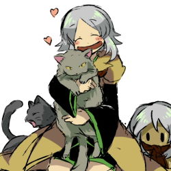 Rule 34 | 1other, androgynous, animal, ascot, black sleeves, blush, brown ascot, brown coat, cat, closed eyes, coat, grey eyes, grey hair, holding, holding animal, holding cat, houlen yabusame, houlen yabusame (slime), kanmukuya, layered sleeves, len&#039;en, long sleeves, multiple cats, open mouth, puffy short sleeves, puffy sleeves, short hair, short hair with long locks, short over long sleeves, short sleeves, shorts, slime (creature), smile, solo, wide sleeves