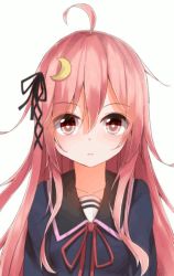 Rule 34 | 10s, 1girl, :d, ^ ^, ahoge, animated, animated gif, blinking, crescent, crescent hair ornament, closed eyes, hair ornament, kantai collection, long hair, looking at viewer, md5 mismatch, mizushina minato, open mouth, pink eyes, pink hair, ribbon, school uniform, smile, solo, ugoira, upper body, uzuki (kancolle)