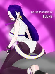 Rule 34 | ass, commentary request, earrings, eyeliner, highres, jewelry, lipstick, luddy, luong, makeup, mole, mole under eye, solo, the king of fighters, the king of fighters xiv, toeless legwear