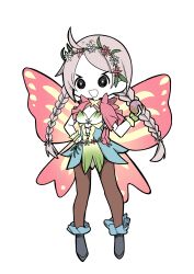 Rule 34 | 1girl, absurdres, ahoge, blue footwear, boots, braid, brown pantyhose, commission, commissioner upload, fairy, fairy wings, fire emblem, fire emblem fates, fire emblem heroes, flower, hair flower, hair ornament, hair vines, hairband, hand on own hip, highres, holding orb, leaf bracelet, low twin braids, low twintails, marumarunhuhu, nina (fire emblem), nina (resplendent) (fire emblem), nintendo, non-web source, official alternate costume, open mouth, pantyhose, parted bangs, twin braids, twintails, wings