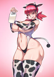 Rule 34 | 1girl, alternate breast size, animal ears, animal print, armpits, ass, barn, bent over, blush, bottle, breastless clothes, breastless leotard, breasts, breasts out, clothing cutout, cosplay, covering breasts, covering privates, cow girl, cow print, creatures (company), curvy, elbow gloves, fake animal ears, fake horns, fake tail, fingernails, game freak, gloves, gym leader, heavy breathing, highleg, highleg leotard, highres, holding, holding bottle, horns, huge ass, lactation, large breasts, leotard, licking lips, looking at viewer, low twintails, milk, milk bottle, miltank (cosplay), naughty face, navel, navel cutout, nintendo, nipples, pink background, pink eyes, pink hair, pokemon, pokemon hgss, revealing clothes, ryuusei (mark ii), shiny skin, smile, solo, standing, sweat, tail, thighhighs, thong leotard, tongue, tongue out, twintails, two-tone leotard, whitney (pokemon)