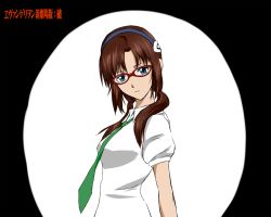 Rule 34 | 00s, 1girl, blue eyes, breasts, brown hair, evangelion: 2.0 you can (not) advance, female focus, glasses, hair ornament, hairclip, makinami mari illustrious, neon genesis evangelion, rebuild of evangelion, ryokucha, solo, twintails
