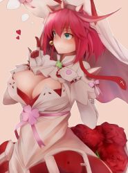 Rule 34 | 1girl, aqua eyes, ascot, bad id, bad pixiv id, belt, blue eyes, blush, bow, bracelet, breasts, buckle, cleavage, cleavage cutout, closed mouth, clothing cutout, clover, cross, curvy, dress, elphelt valentine, eyebrows, female focus, flower, four-leaf clover, gloves, guilty gear, guilty gear xrd, hair between eyes, hat, heart, highres, jewelry, lace, large breasts, long hair, looking away, pink bow, pink hair, pink ribbon, pointing, pointing up, red flower, red ribbon, red rose, ribbon, rose, simple background, smile, snm (sunimi), solo, spiked bracelet, spikes, upper body, veil, white dress, white gloves, wide hips