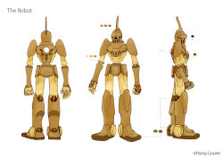 Rule 34 | armor, character name, character sheet, clenched hand, english text, from behind, helmet, humanoid robot, monaka (siromona), no humans, non-humanoid robot, robot, simple background, solo, standing, the girl and the robot, the robot (gnr), white background