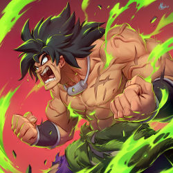 Rule 34 | 1boy, abs, angry, aura, biceps, black hair, broly (dragon ball super), clenched hands, dragon ball, dragon ball super, dragon ball super broly, facial scar, furious, highres, male focus, md5 mismatch, muscular, muscular male, nicola saviori, open mouth, pants, pectorals, pelt, purple pants, saliva, scar, scar on cheek, scar on chest, scar on face, topless male, shouting, solo, spiked hair, veins, wristband