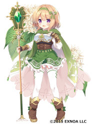 Rule 34 | 1girl, :d, black gloves, boots, bow, brown footwear, character request, cloak, commentary request, copyright notice, fingerless gloves, flower, flower knight girl, frilled kimono, frilled skirt, frills, full body, gloves, green bow, green cloak, green hairband, green skirt, hair between eyes, hair bow, hairband, hand up, high heel boots, high heels, highres, holding, holding staff, japanese clothes, kimono, light brown hair, long sleeves, looking at viewer, name connection, natsuki marina, object namesake, official art, open mouth, puffy long sleeves, puffy sleeves, purple eyes, simple background, skirt, sleeves past wrists, smile, solo, staff, standing, thighhighs, thighhighs under boots, white background, white flower, white thighhighs