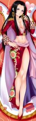 Rule 34 | 1girl, amazon lily, amazon warrior, black hair, blue eyes, boa hancock, breasts, dakimakura (medium), earrings, female focus, full body, jewelry, looking at viewer, one piece, red footwear, salome (one piece), shoes, side slit, skirt, snake, solo