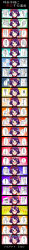 Rule 34 | !, 1girl, absurdres, bad id, bad pixiv id, bisuke (k step2009), blush, comic, confession, embarrassed, closed eyes, female focus, hair ornament, happy, highres, leaf, long image, looking away, open mouth, purple hair, red eyes, rope, shimenawa, short hair, smile, solo, surprised, tall image, tears, touhou, translation request, yasaka kanako