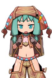 Rule 34 | 1girl, exclamation mark, flat chest, game cg, green hair, hat, lowres, official art, open mouth, rpg maker game, sequel (series), sequel blight, transparent background, uula gelato