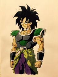 Rule 34 | 1boy, armor, arms at sides, black eyes, black hair, broly (dragon ball super), dragon ball, dragon ball super, dragon ball super broly, expressionless, frown, jewelry, lee (dragon garou), looking away, male focus, necklace, pants, purple legwear, purple pants, scar, short hair, simple background, solo, spiked hair, standing, upper body, white background, wristband