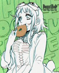 Rule 34 | donut hole (vocaloid), doodle, doughnut, eating, food, goggles, goggles on head, gumi, jewelry, necklace, vocaloid