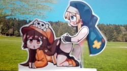 Rule 34 | 1boy, 1girl, animated, ass grab, bad id, bad twitter id, bike shorts, blonde hair, blue eyes, blue sky, blush, bridget (guilty gear), brown hair, fast, fingerless gloves, gloves, grass, guilty gear, hat, hetero, kanikama, may (guilty gear), nun, open mouth, orange eyes, real life, sex, shoes, sky, sound, sweatdrop, tagme, trap, tree, unconventional media, video, what