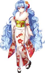 Rule 34 | 1girl, agekichi (heart shape), artwhirl mahou gakuen no otome-tachi, asa no ha (pattern), blue hair, braid, closed mouth, crown braid, curly hair, egasumi, floral print, flower, full body, furisode, hair flower, hair ornament, hand on own hip, highres, japanese clothes, kimono, long hair, long sleeves, looking at viewer, obi, obiage, obijime, print kimono, red flower, sash, silvia (artwhirl), single braid, smile, socks, solo, standing, tabi, tachi-e, transparent background, very long hair, white flower, white kimono, white sleeves, wide sleeves, yellow flower, yukata